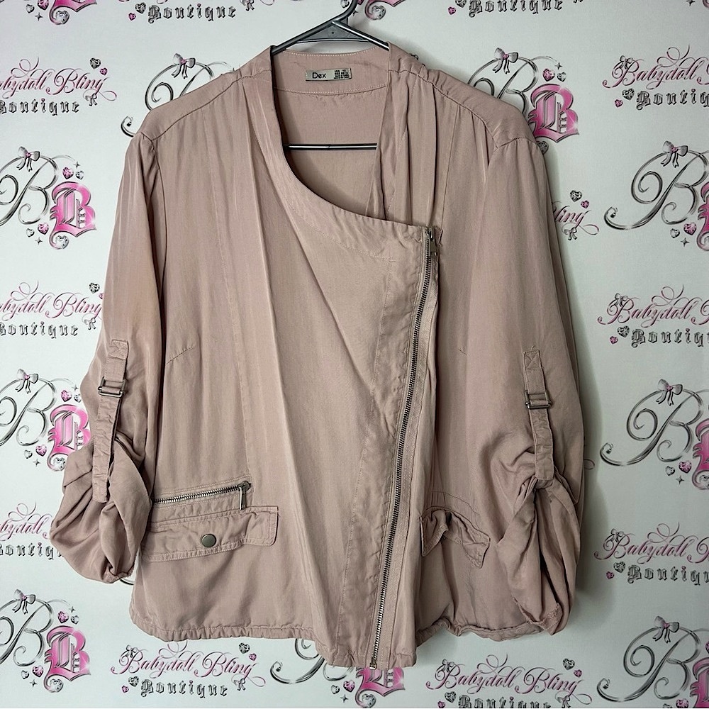 Dex Blush Pink Top jacket coat cardigan zip up cargo style